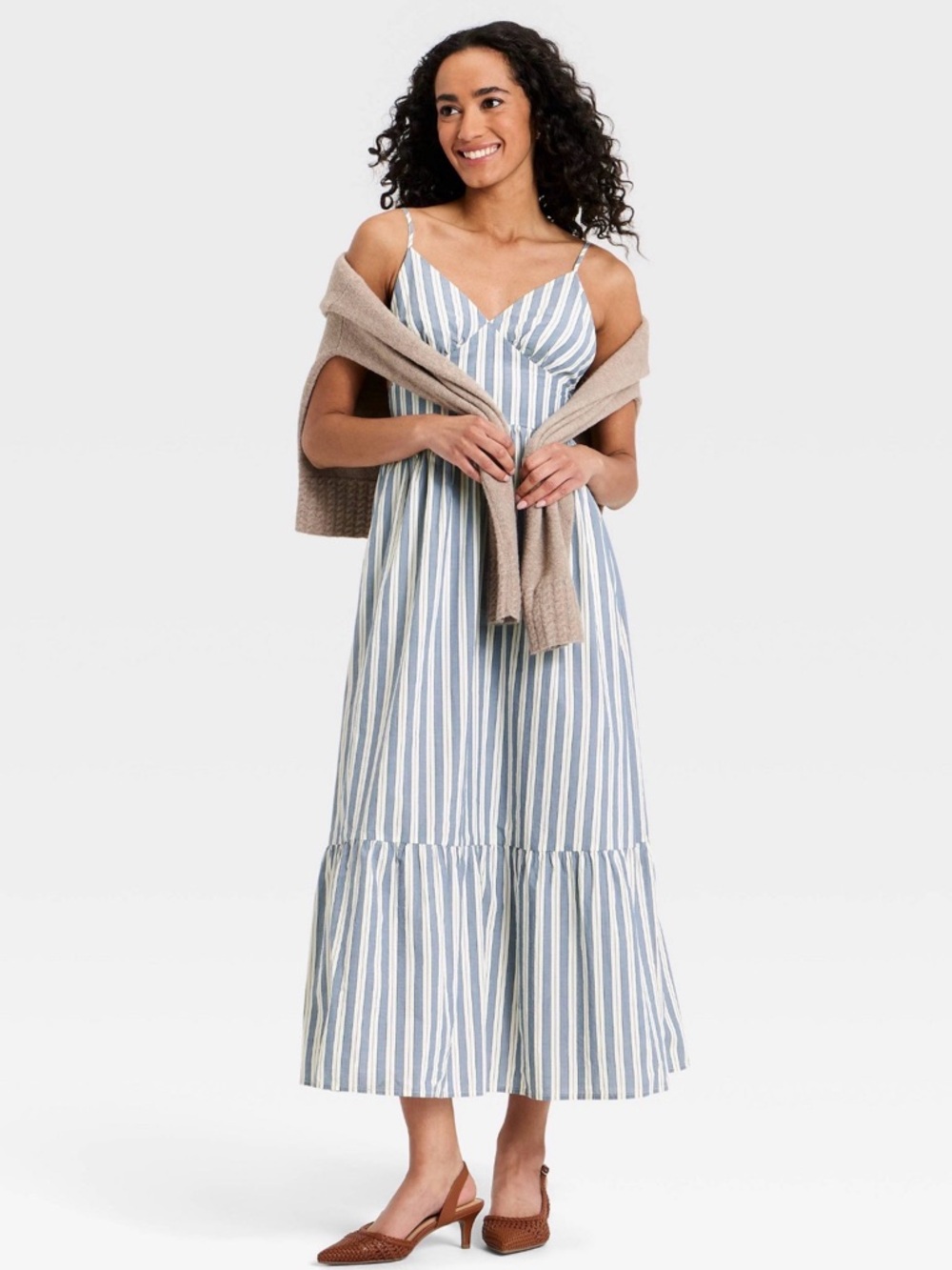 Blue and White Stripe Pullover Maxi A-Line Dress Universal Thread NWT szXS